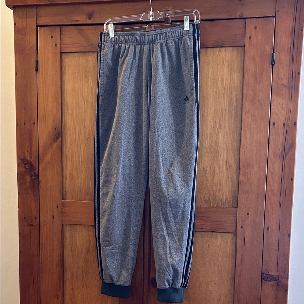Adidas Women's Gray Joggers with Black Stripes, Size M - Picture 4 of 4